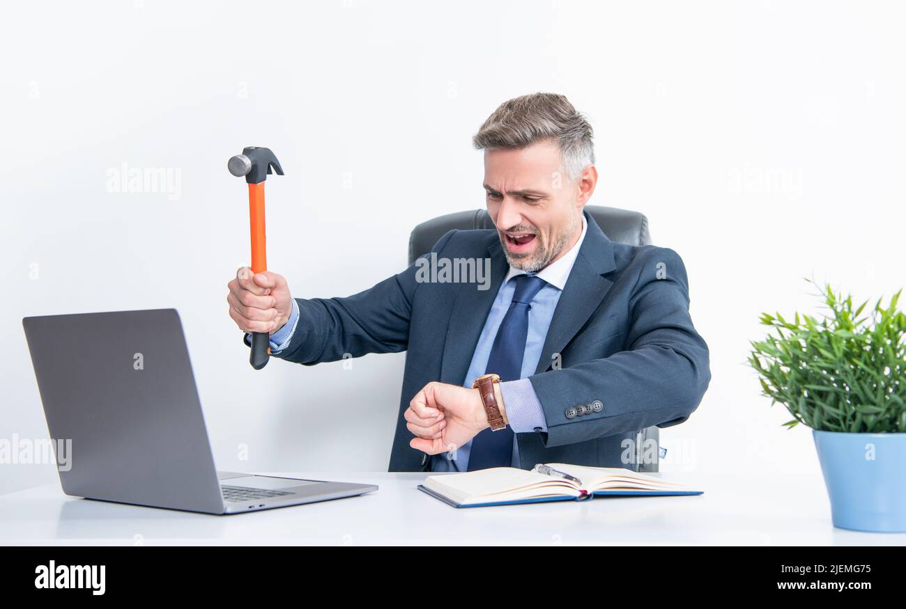 Frustrated businessman checking time hi-res stock photography and ...