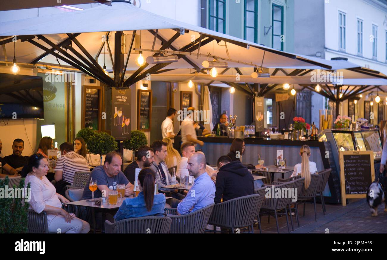 Slovenia, Ljubljana, restaurant, people, Stock Photo