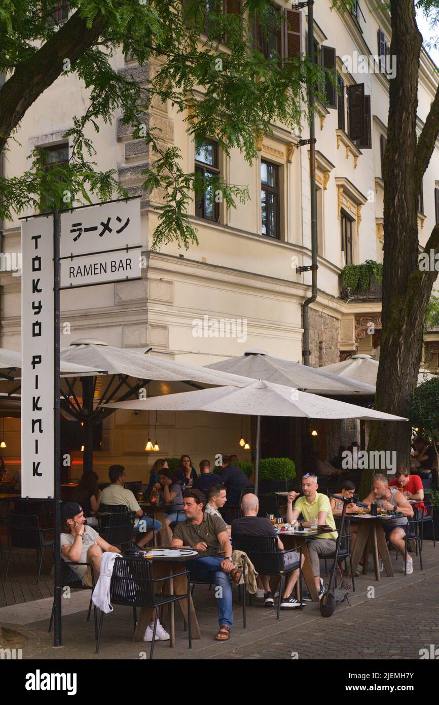 Slovenia, Ljubljana, restaurant, people, Stock Photo