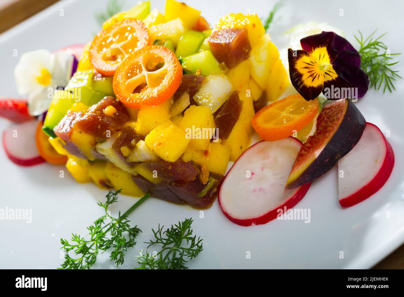 Tuna tartar with mango and avocado Stock Photo Alamy