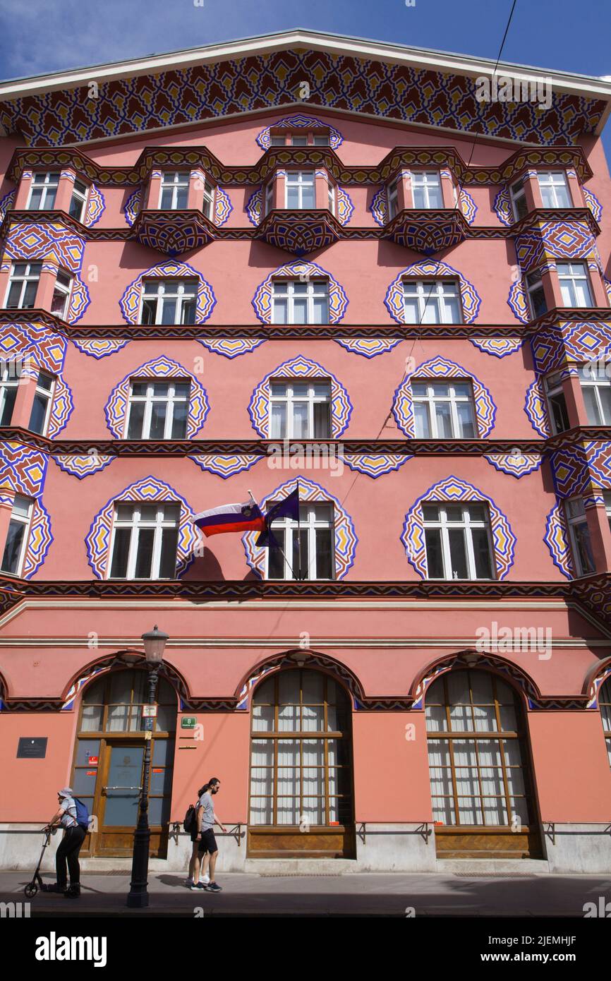 Slovenia, Ljubljana, Miklosic Street, Art Nouveau architecture, Land Registry Building, Stock Photo