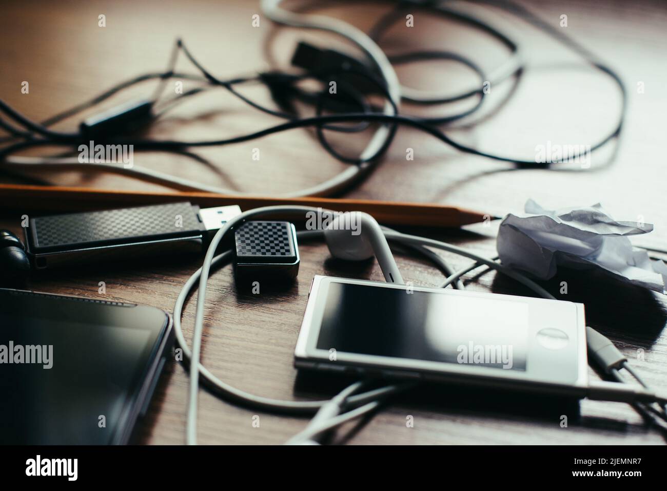 Concept of chaos in the home desktop Stock Photo