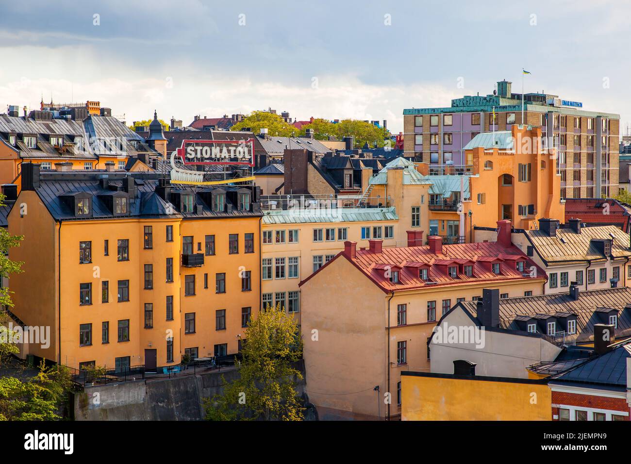 Stockholm, Sweden - May 21, 2015: Residential buildings nearby Slussen station in Stockholm Stock Photo