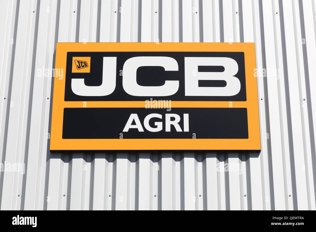 Autun, France - July 5, 2020: JCB is a British manufacturer of equipment for construction, agriculture, waste handling, and demolition Stock Photo