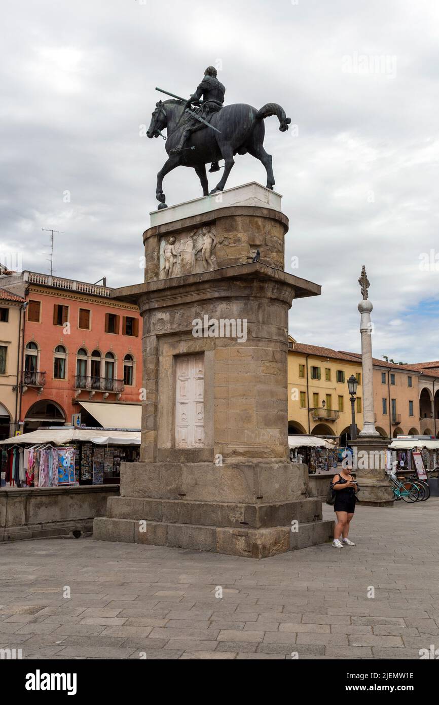 Padua, Italy - 06 10 2022: Equestrian statue of Gattamelata in Padua on a summer day. Stock Photo