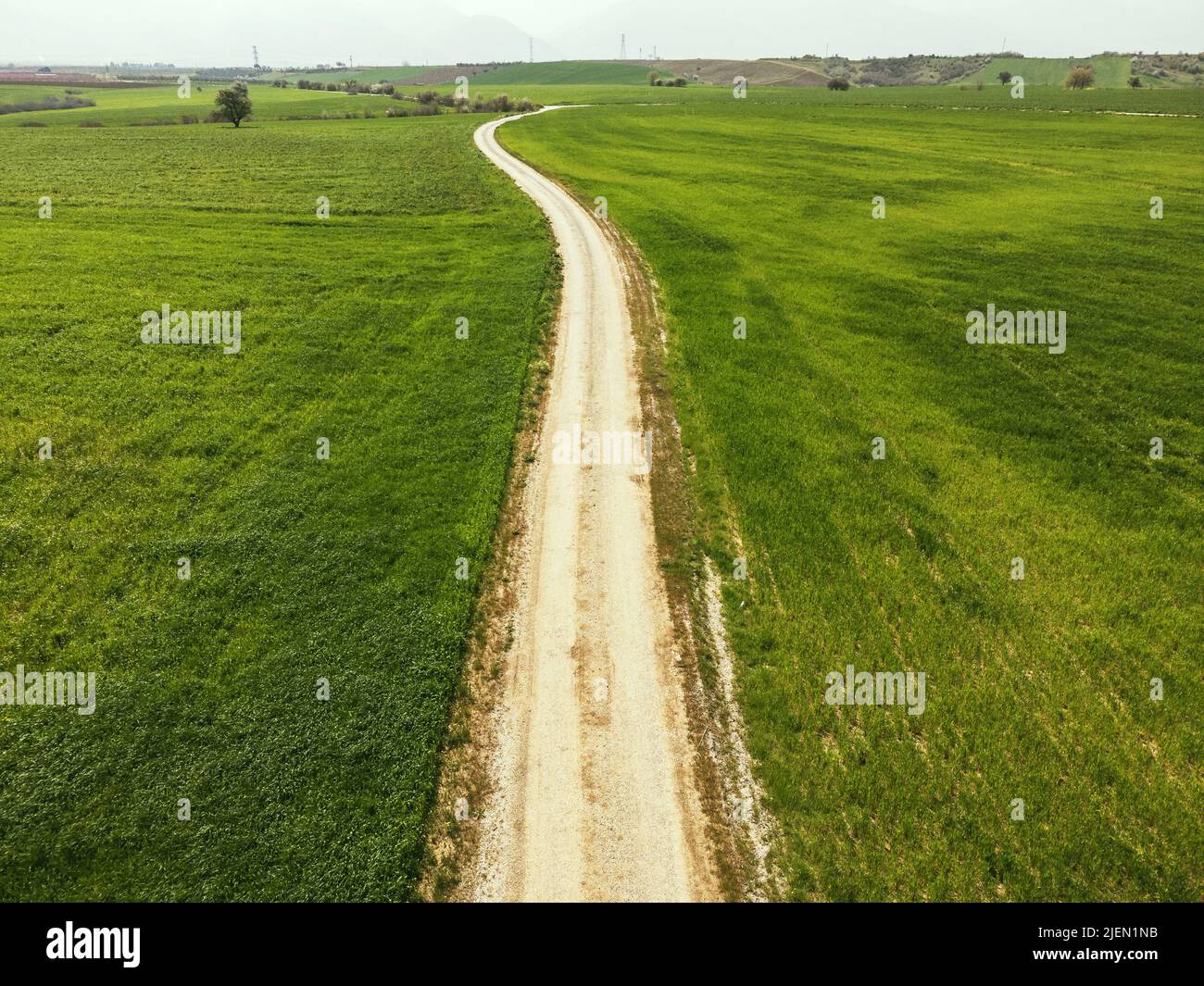 Road among the green from the hill Stock Photo - Alamy