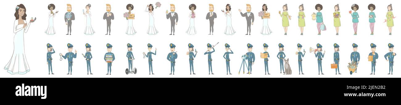 Wedding and parenting characters. Stock Vector