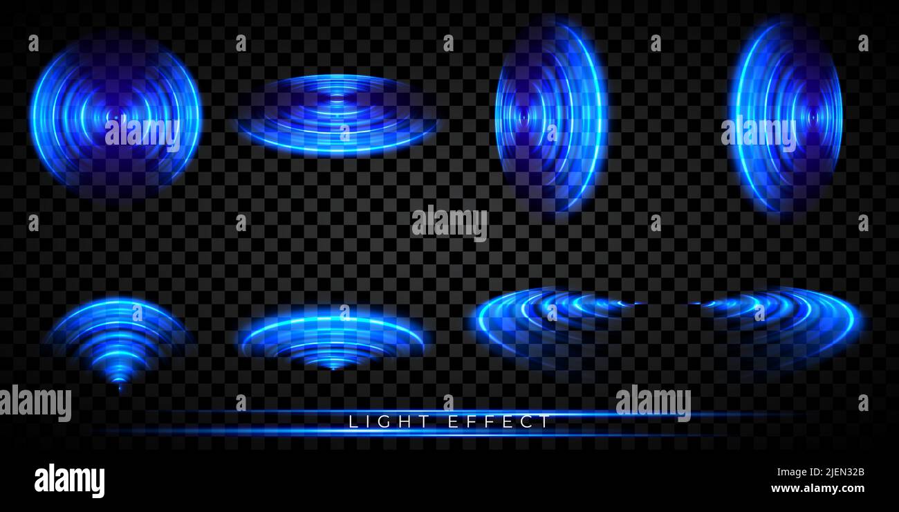 Round light effect set. Sonar sound wave. Signal concentric circle
