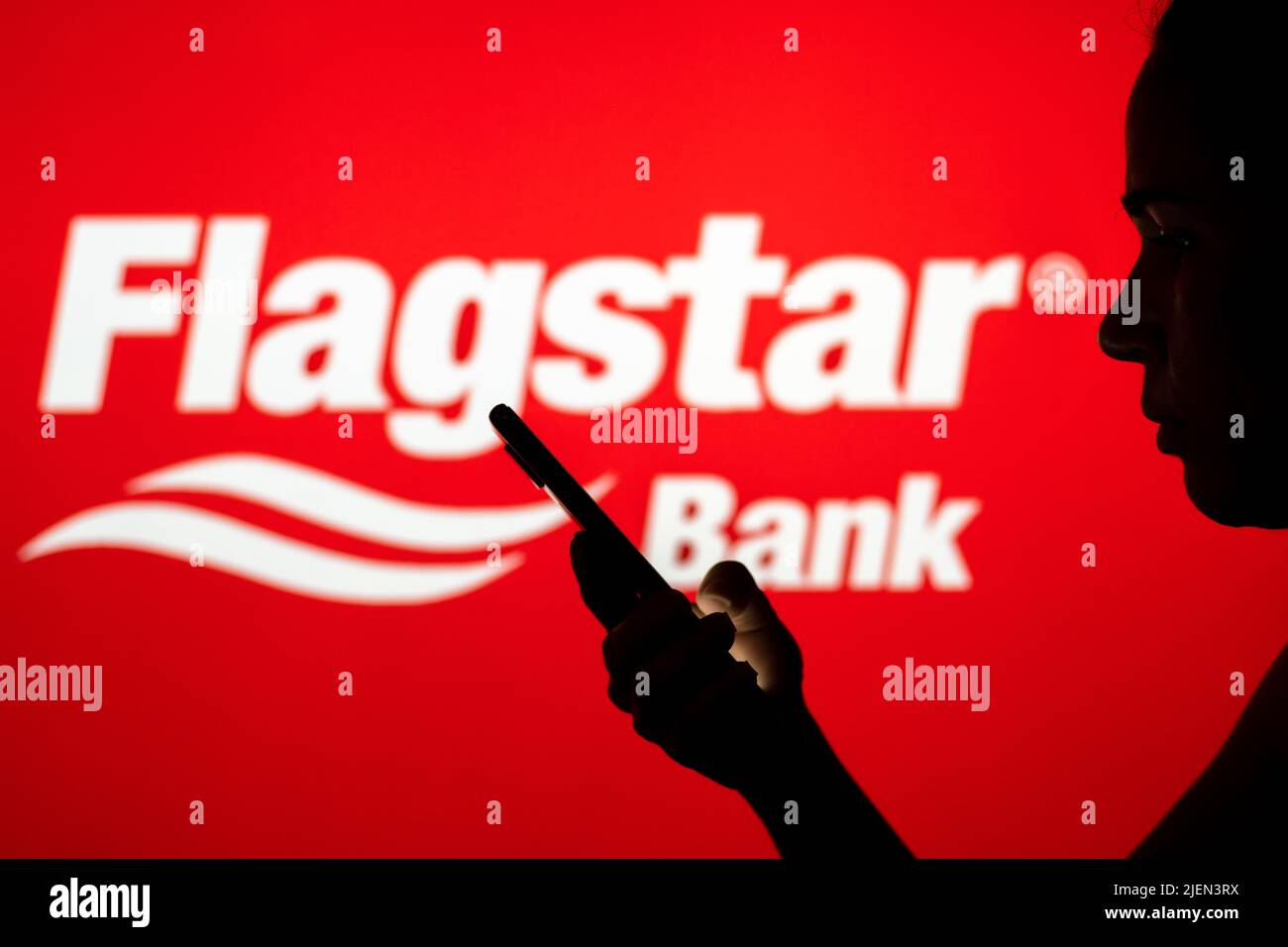 In this photo illustration, the Flagstar Bank logo is seen in the
