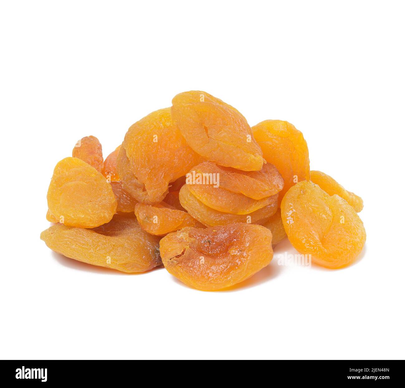 Bunch of dried apricots isolated on white background, candied Stock