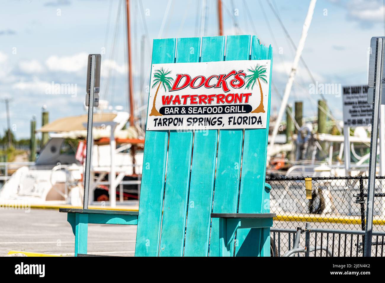Tarpon Springs, USA October 4, 2021 Colorful blue turquoise wooden