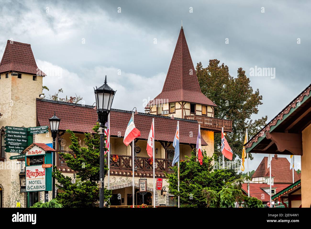 Helen, USA October 5, 2021 Bavarian village of Helen, with