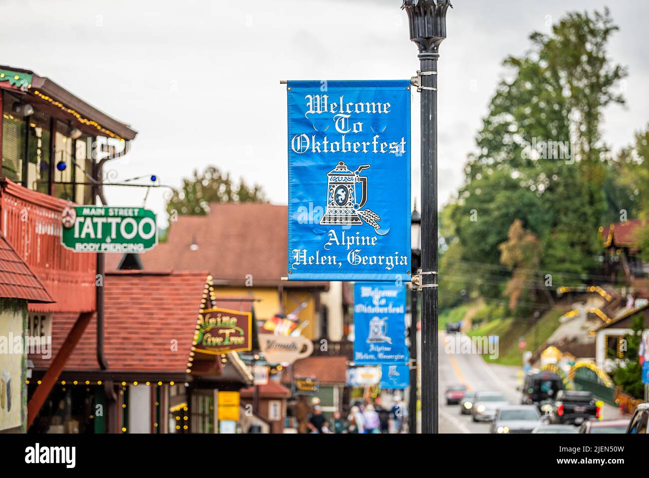 Helen, USA October 5, 2021 Helen, Bavarian village stores