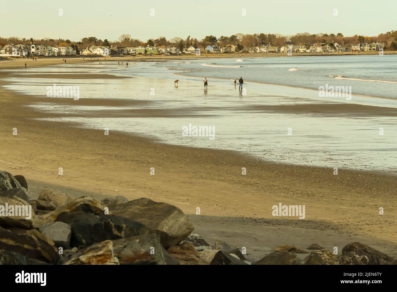 New Hampshire's favorite beach is Hampton. Swimming, boating, fishing, walking and dining out are all here. FUN describes Hampton Beach. Hampton is kn Stock Photo