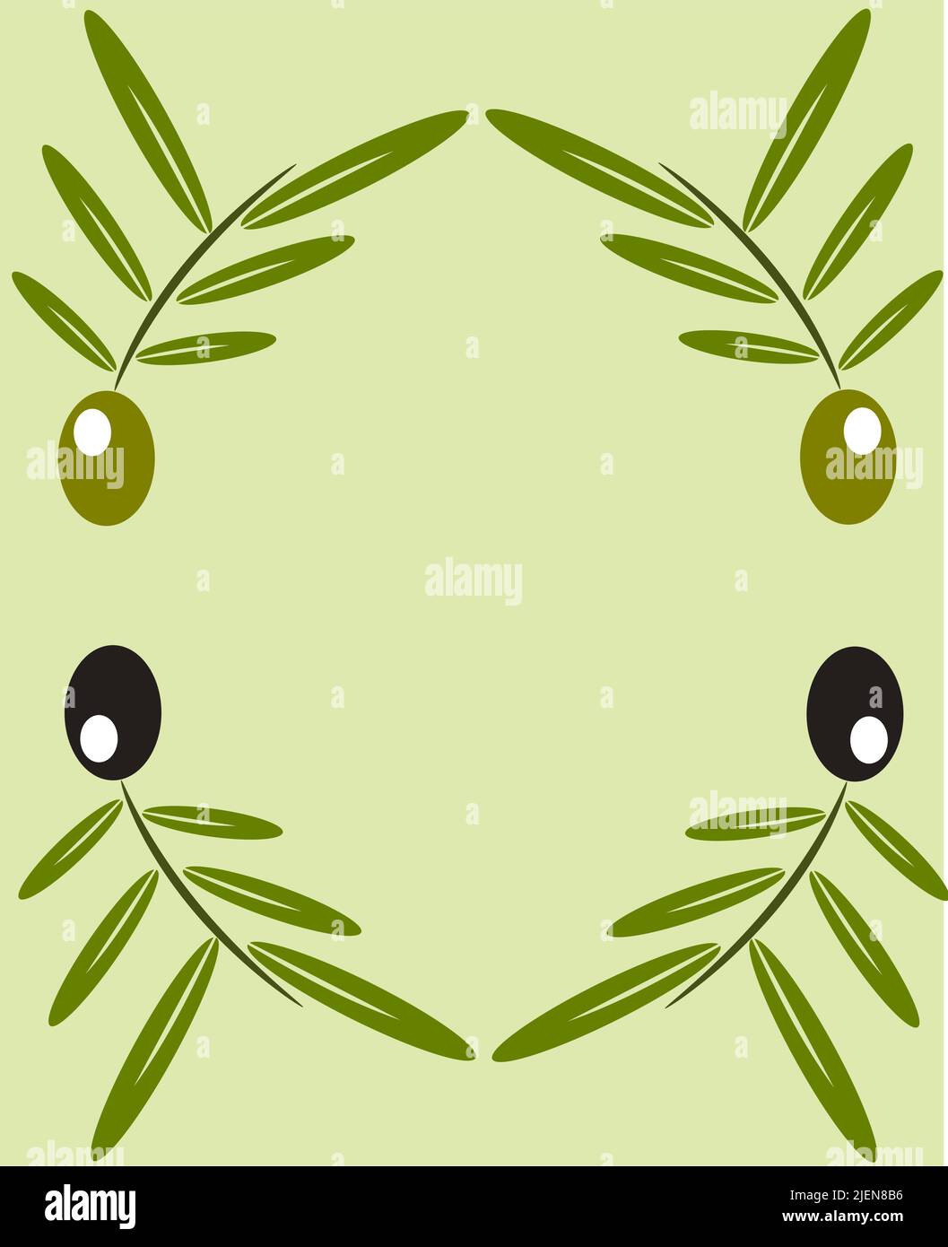 Black and green olive twigs frame. Copyspace Stock Vector Image & Art ...