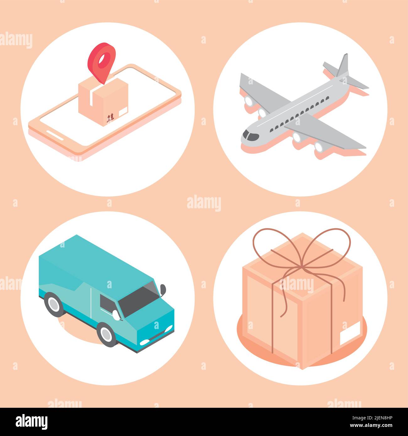icon set worldwide delivery Stock Vector
