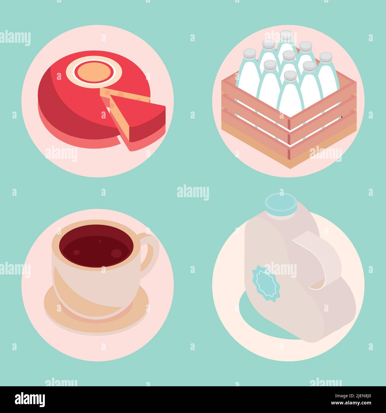 icon set isometric milk Stock Vector