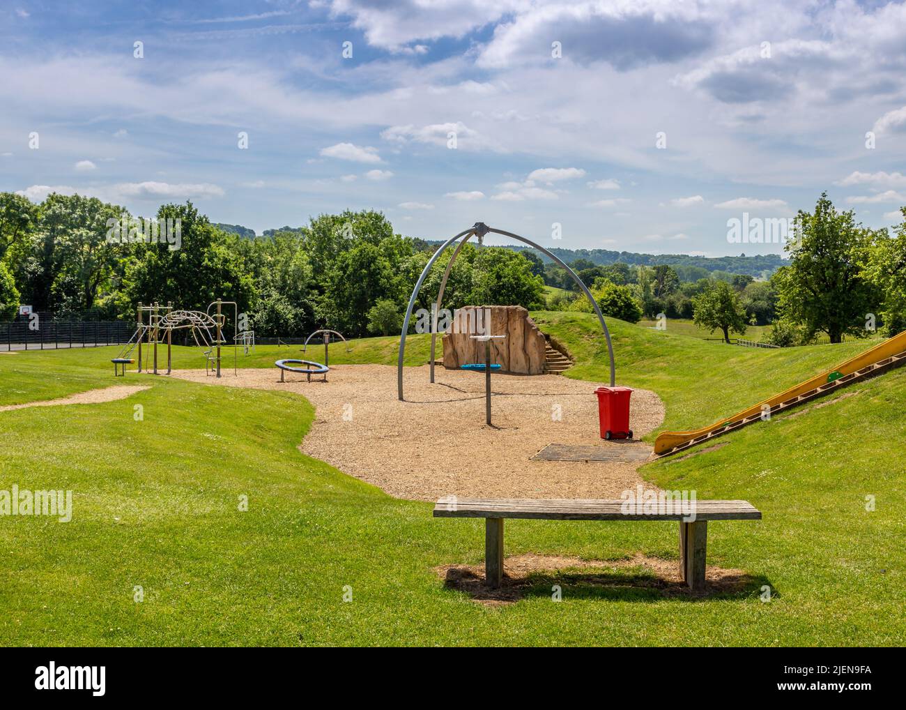 Children's activity park in Broadway, Worcestershire, England. Stock Photo