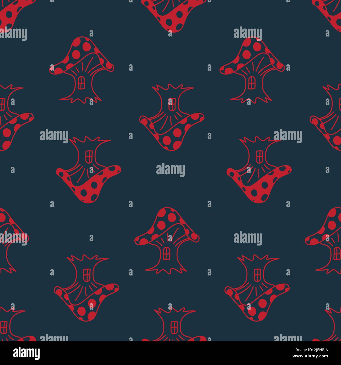 Fly agaric amanita mushroom seamless pattern dark background for ...