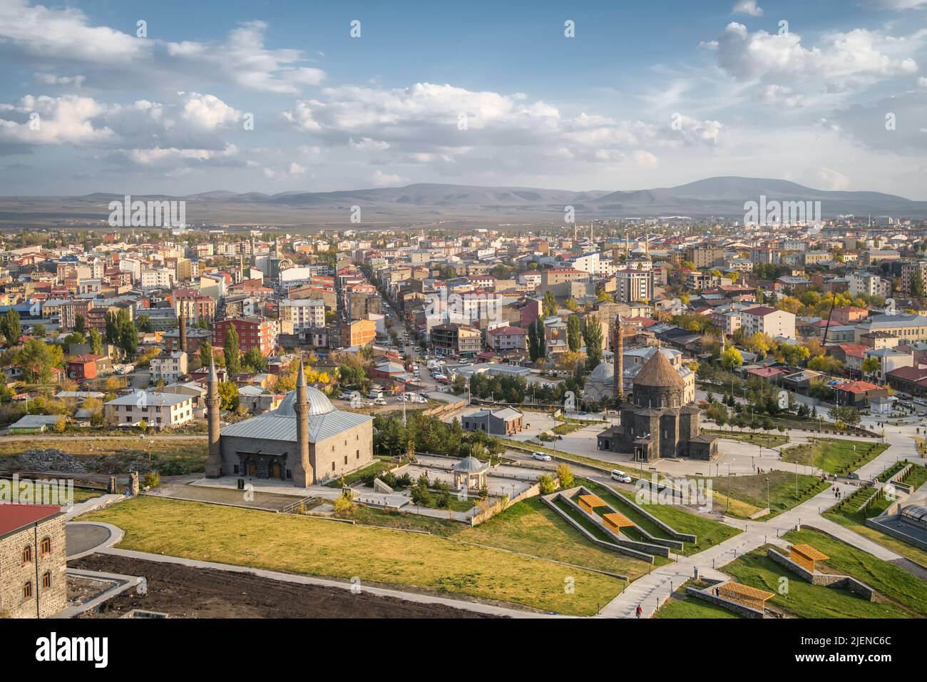 Big panorama of the Kars city, Eastern Anatolia, Turkey Stock Photo