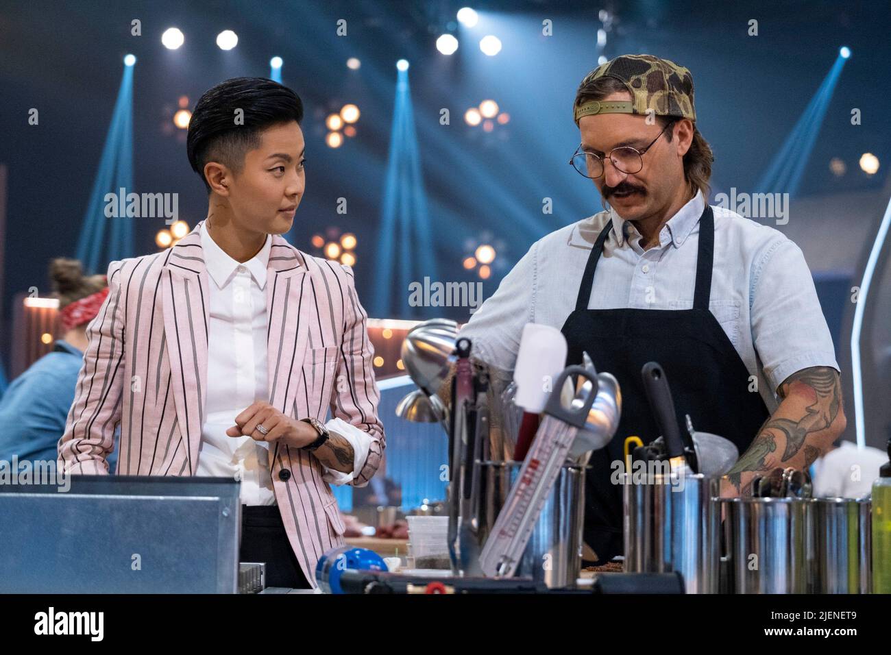 IRON CHEF QUEST FOR AN IRON LEGEND, from left host Kristen Kish