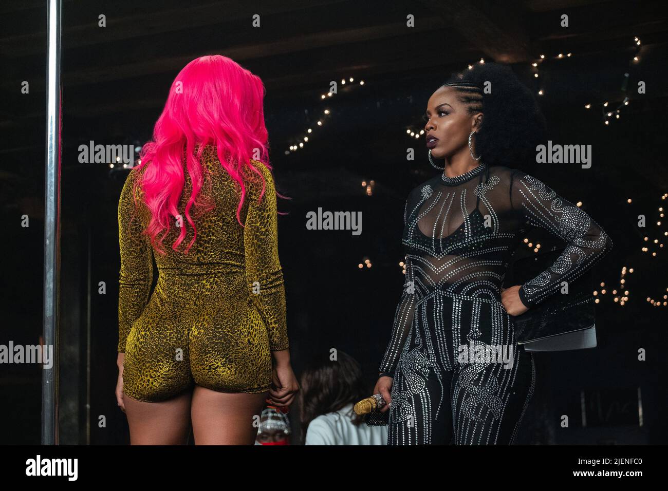 P VALLEY, from left Miracle Watts (back to camera), Brandee Evans