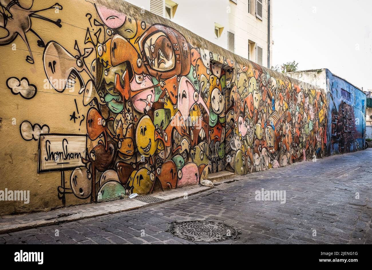 Marseille, France, May 2022, view of a mural by the street artist Shamsham in Le Panier district Stock Photo