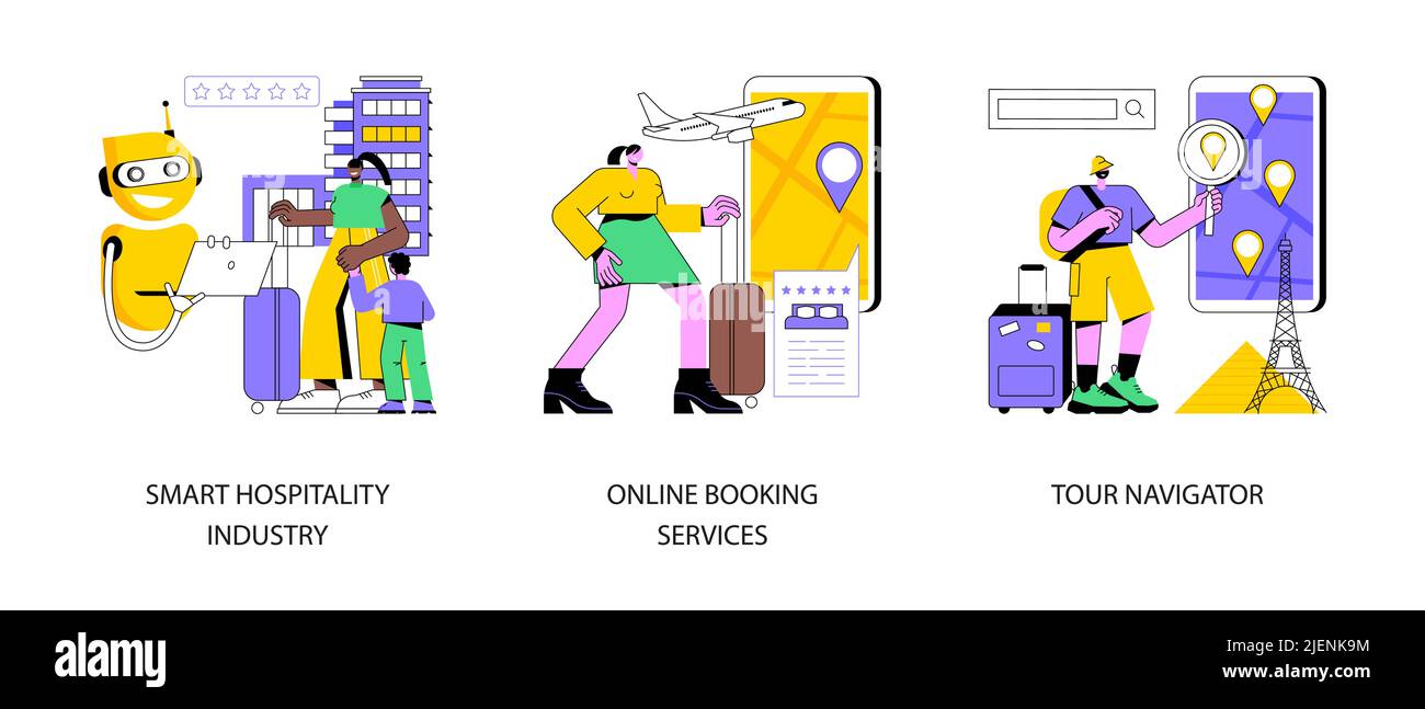 Trip planning abstract concept vector illustration set. Smart