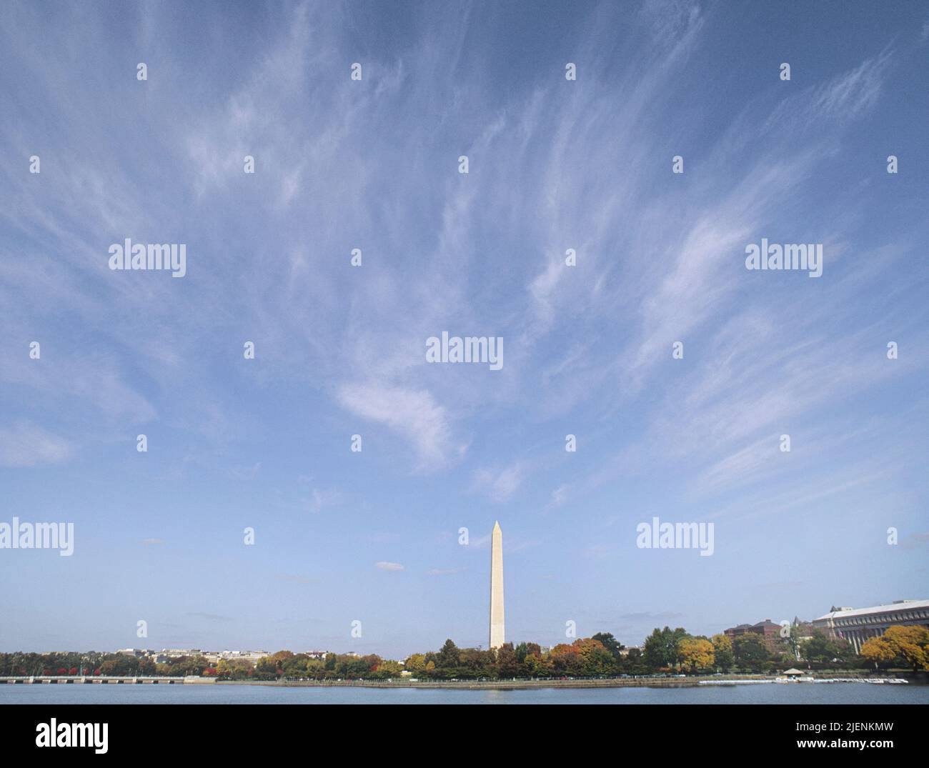 Washington Monument and Potomac Tidal Basin on a beautiful day in Washington DC USA Stock Photo