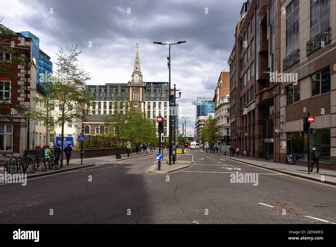Aldgate High Street in the City of London on a spring day Stock Photo