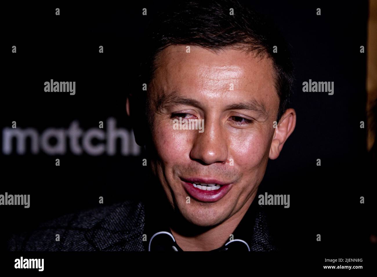 NEW YORK, NY - JUNE 27: Kazakhstani professional boxer Gennadiy 'GGG' Golovkin interacts with the media during the Alvarez vs Golovkin 3 Press Conference at TAO Downtown Restaurant on June 27, 2022, in New York City, NY, USA.(Photo by Matt Davies/PxImages) Stock Photo
