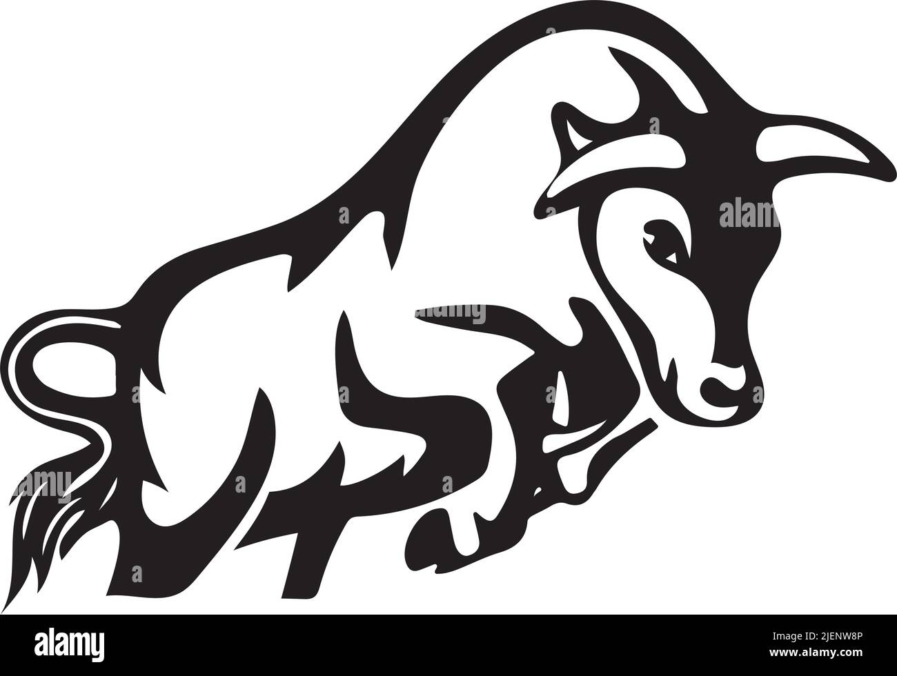 Vector image of a bull design on a white background. Logo, Symbol Stock