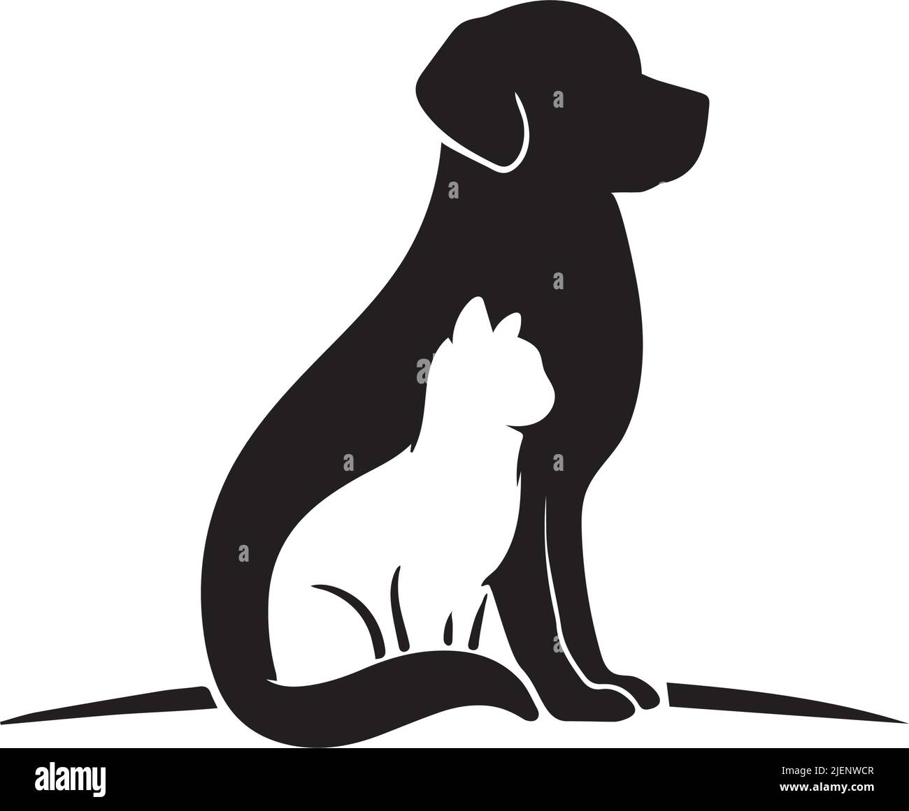 Dog and Cat silhouette and pet shop Logo Design Stock Vector