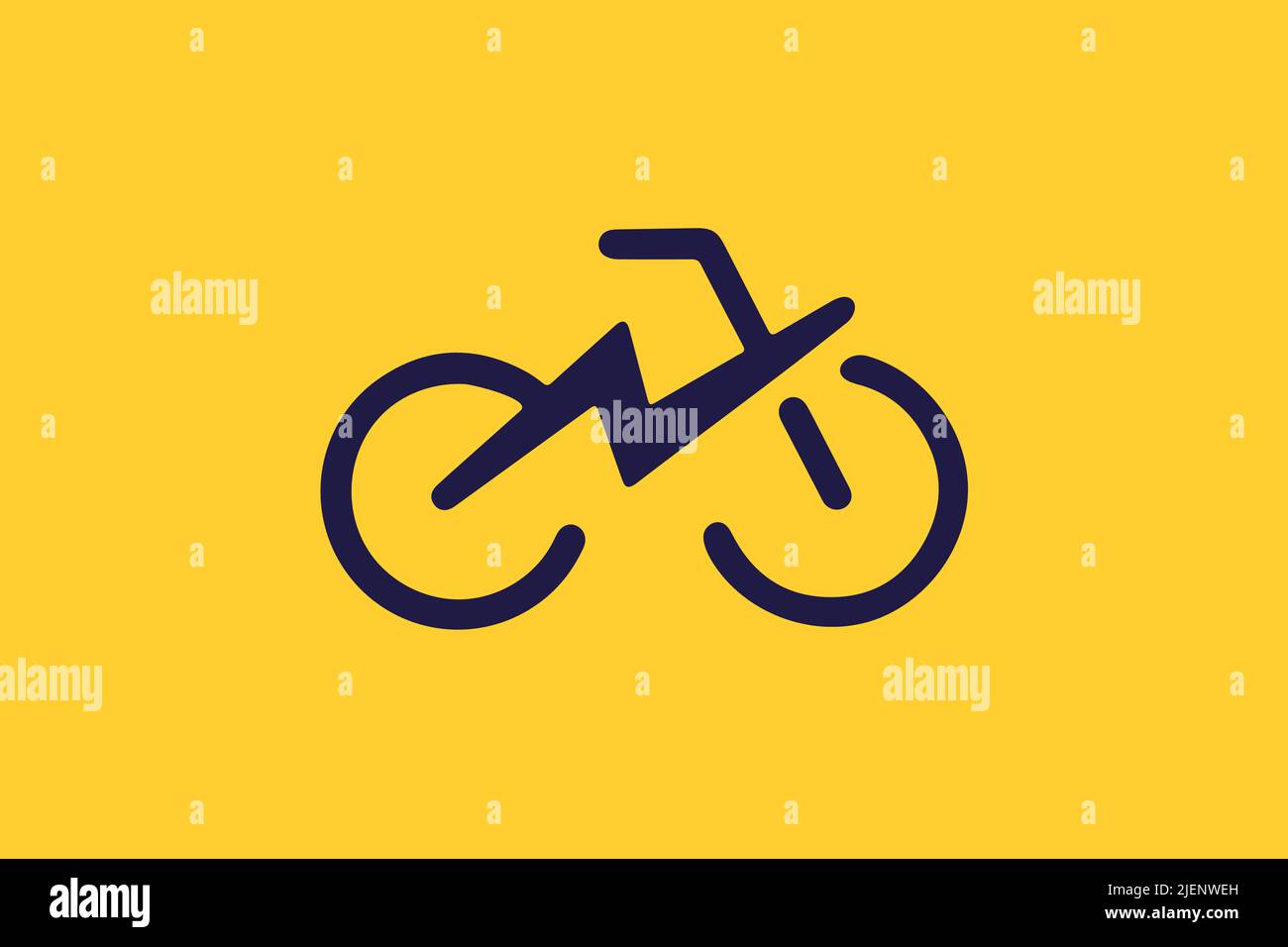 Letter E thunder Bicycle Hidden logo concept silhouette Illustration Icon Stock Vector