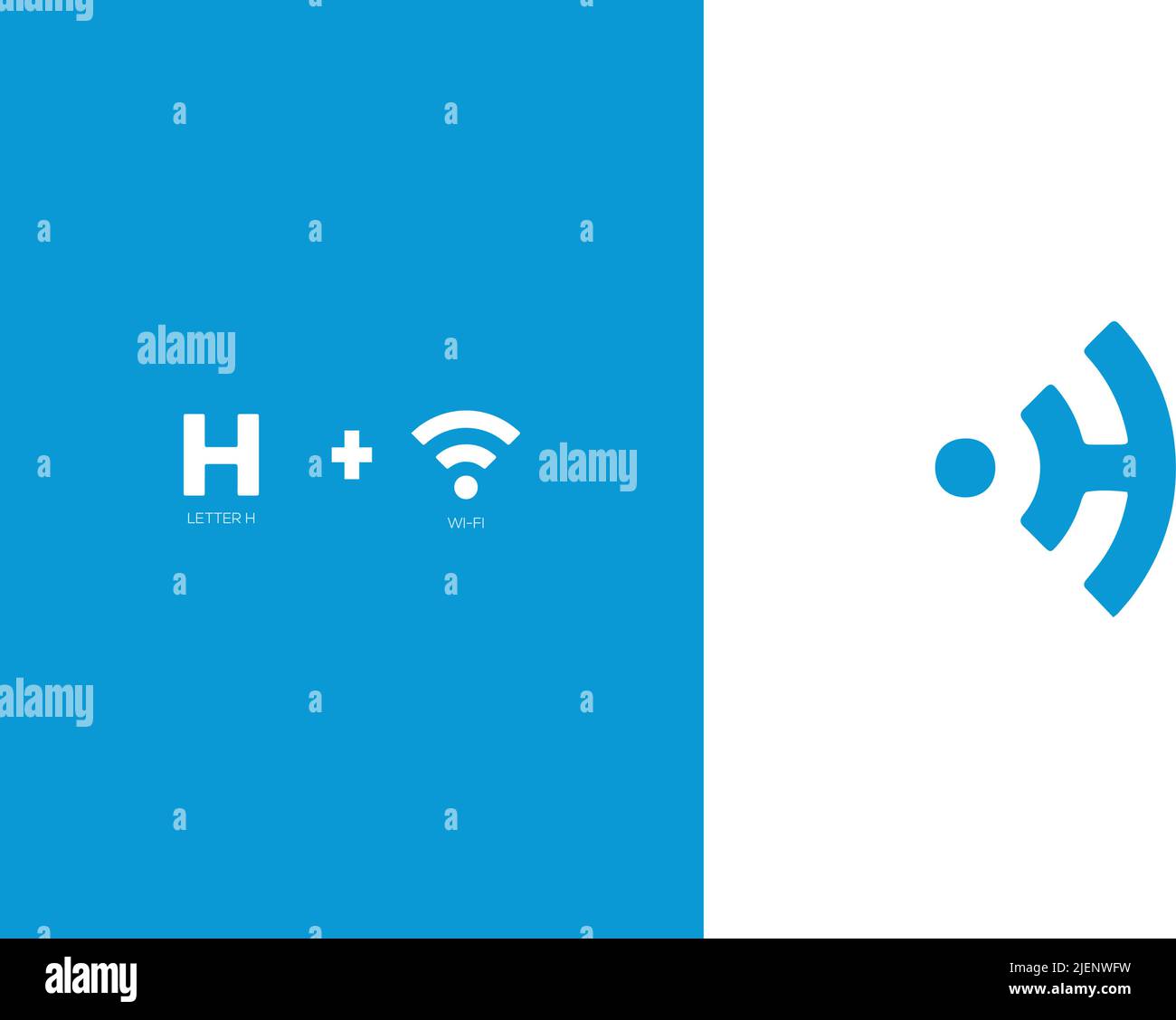 Letter H online logotype blue and white color, Technology, and digital abstract connection. WiFi vector logo Stock Vector
