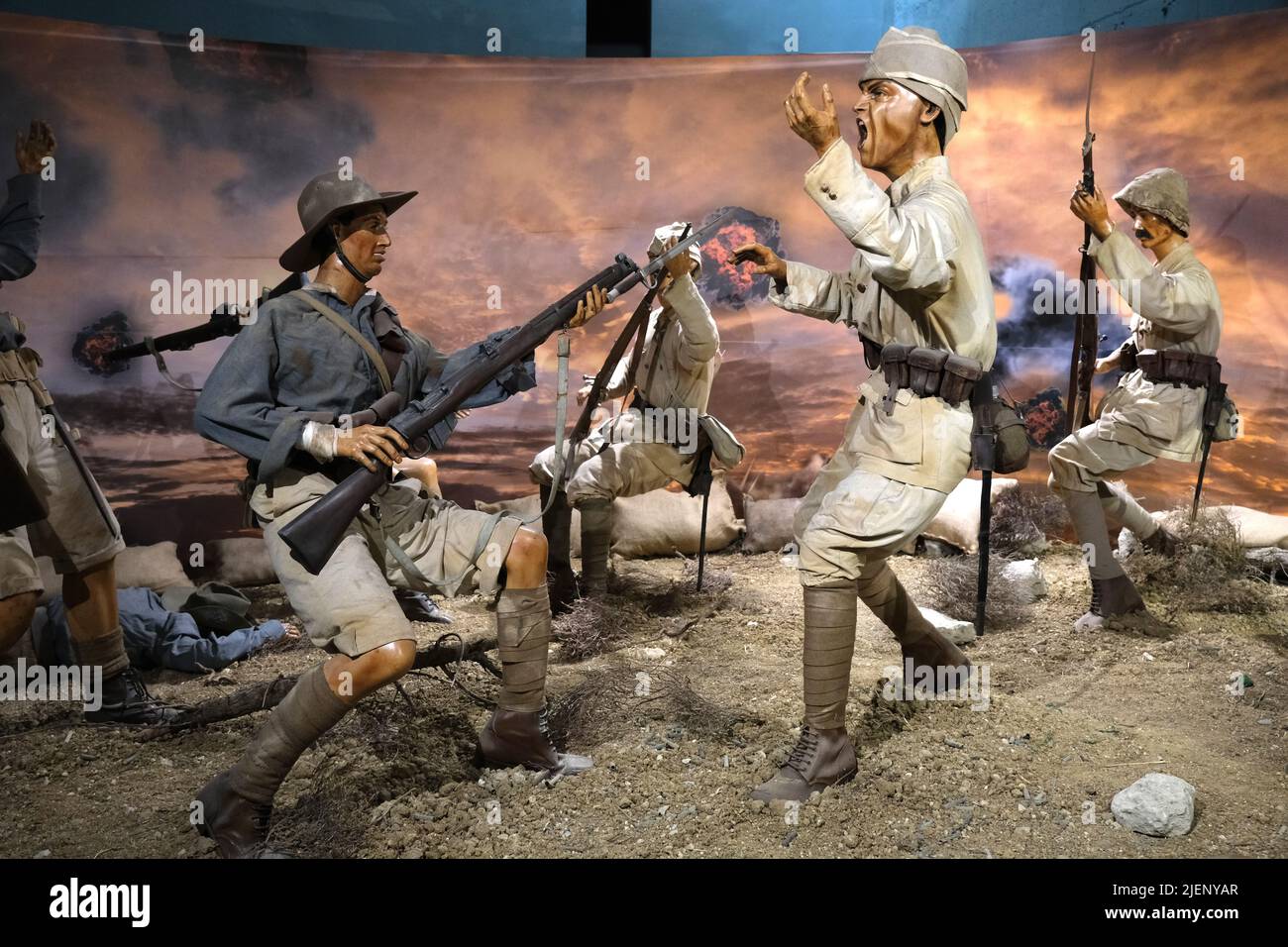 Representitive battle scene from World War One in the War Museum in Gallipoli Turkey Stock Photo
