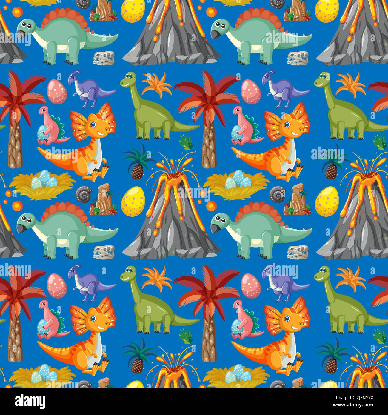 Cute dinosaur seamless pattern illustration Stock Vector Image & Art ...