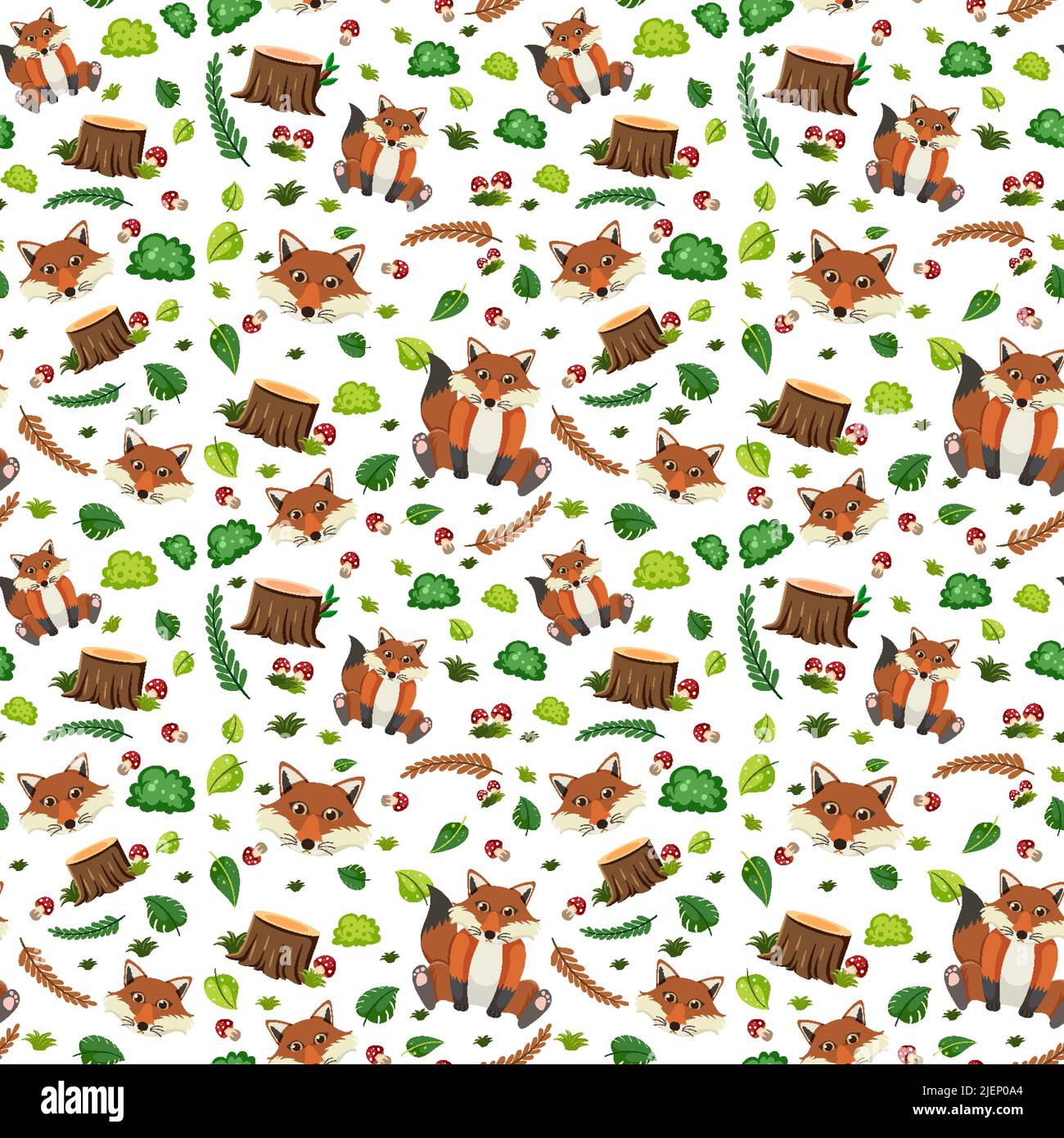 Cute fox seamless pattern illustration Stock Vector Image & Art - Alamy