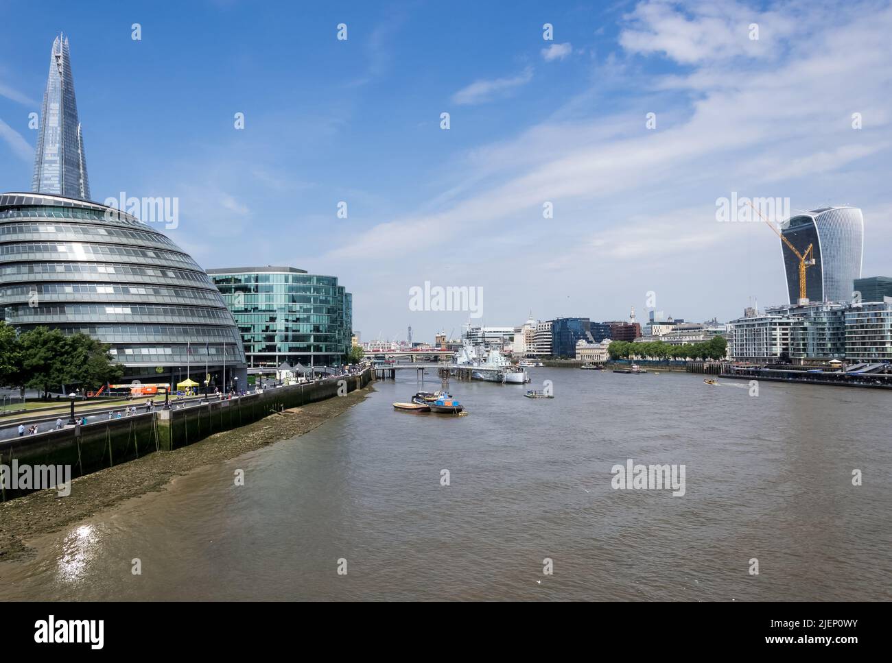 Architectural detail of the southern bank of the river Thames in the