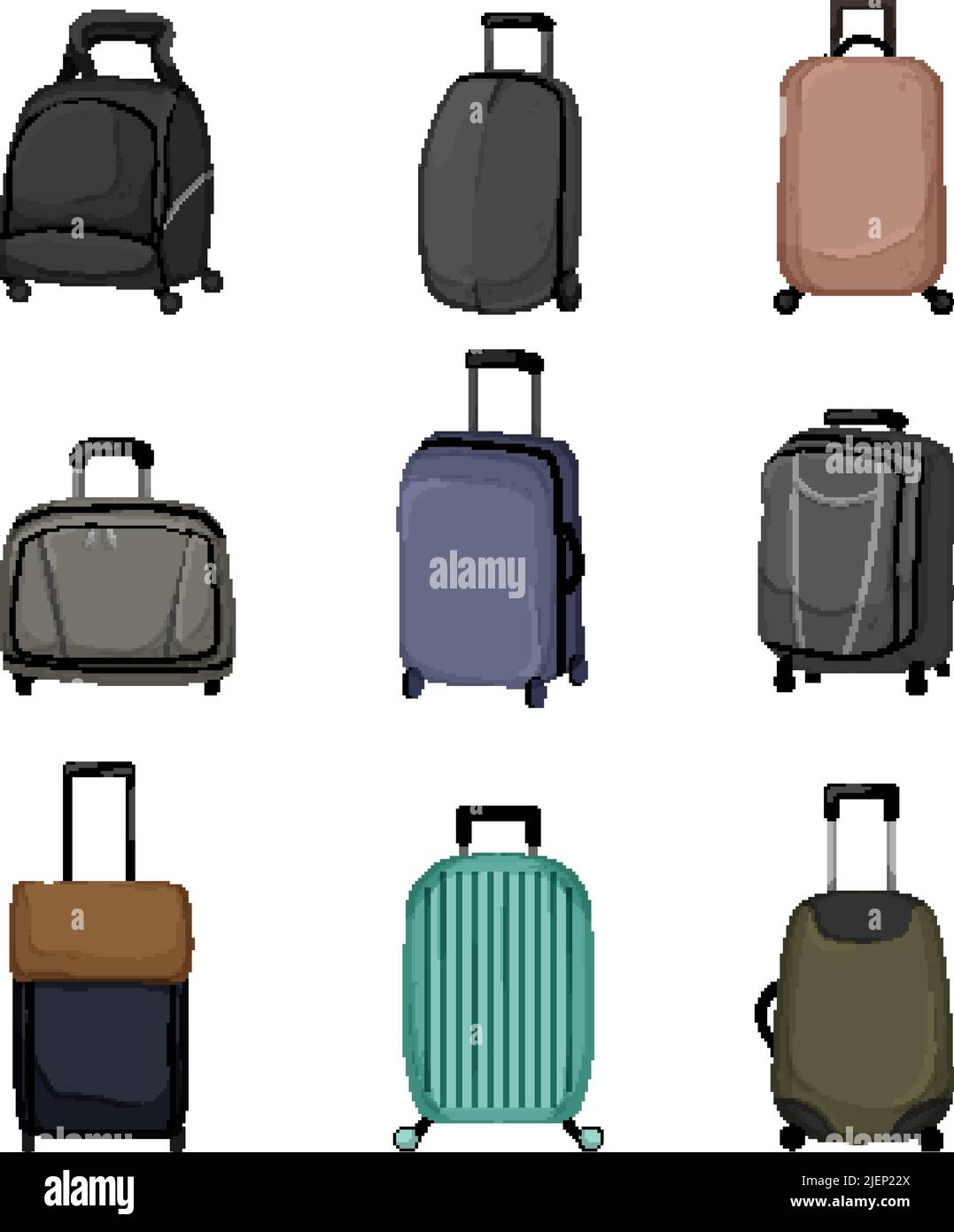luggage bag set cartoon vector illustration Stock Vector Image & Art