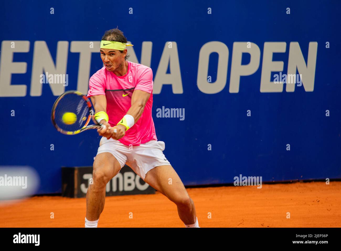 Rafa Nadal playing on clay. Stock Photo