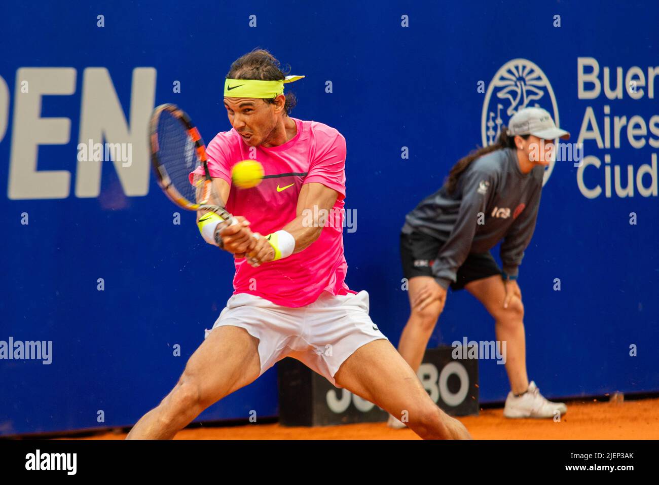 Rafa Nadal playing on clay. Stock Photo