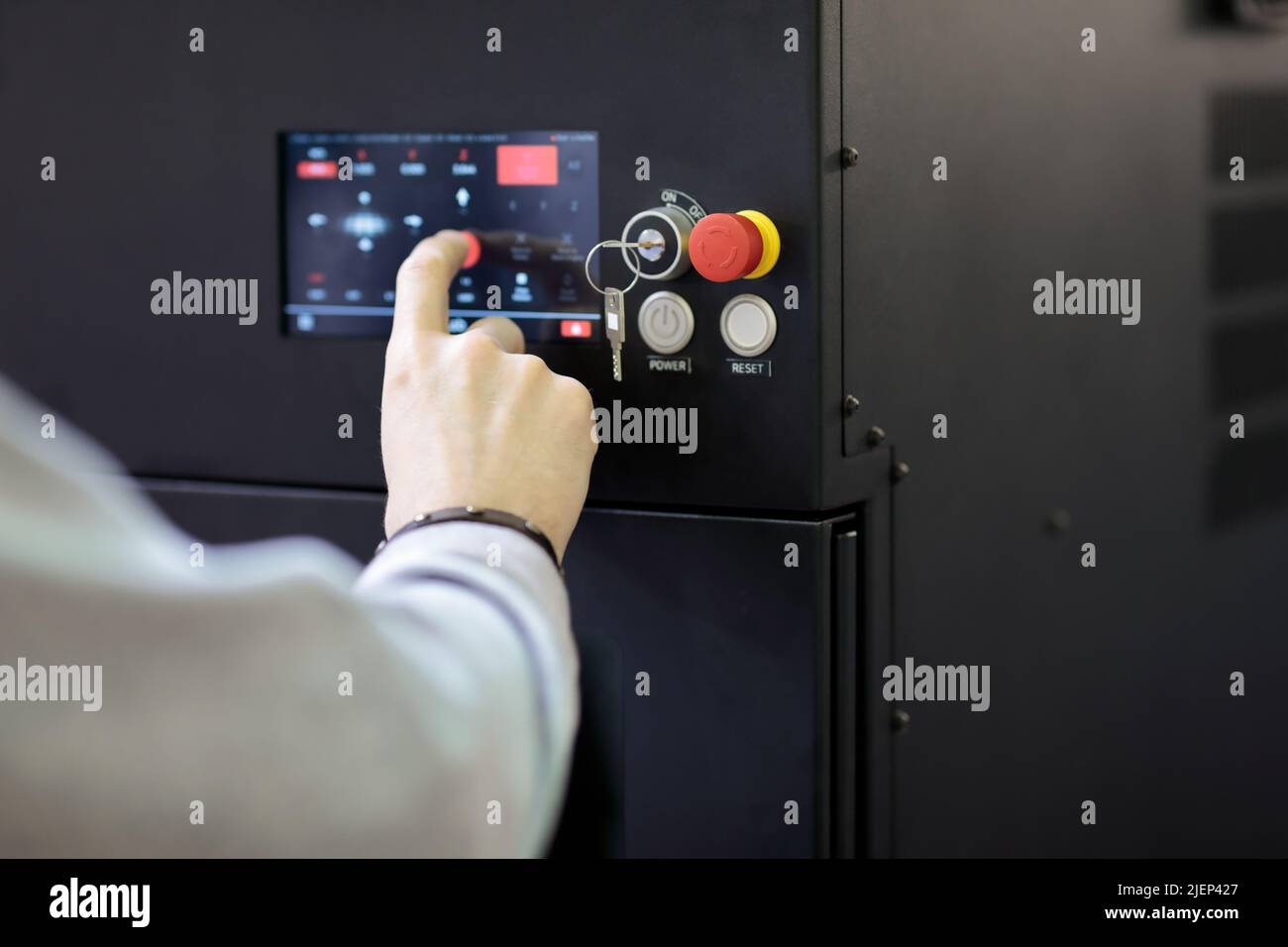Operator controls modern equipment using a touch control panel