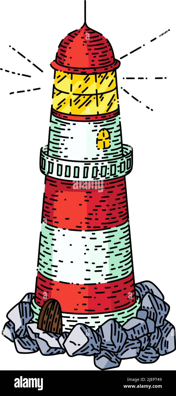 lighthouse sea sketch hand drawn vector Stock Vector Image & Art - Alamy