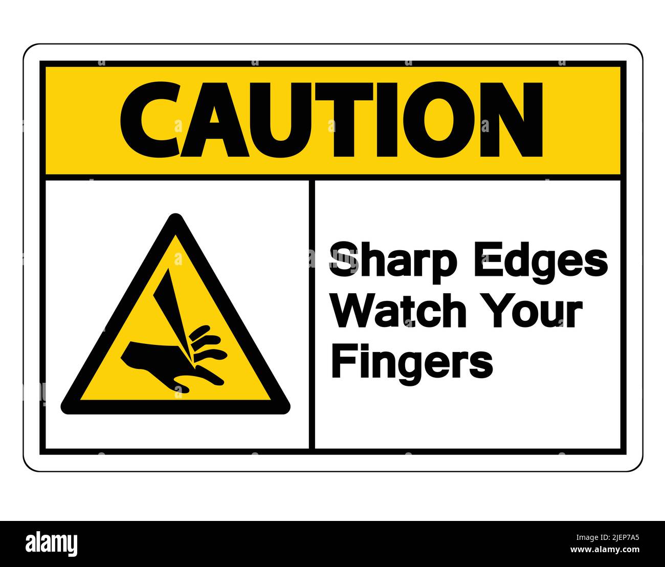 Caution Sharp Edges Watch Your Fingers Symbol Sign on white background ...