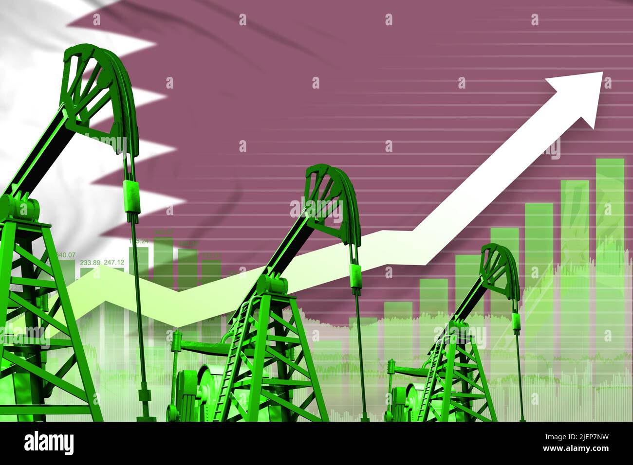 Qatar oil industry concept, industrial illustration - rising up chart ...