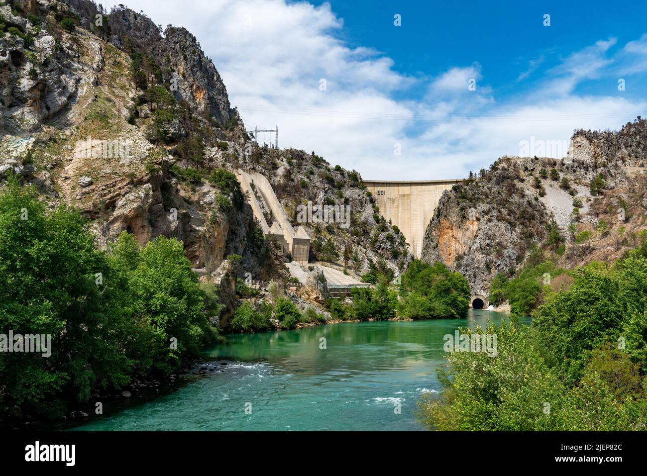 Green Canyon, Manavgat. Hydroelectric power station. Water and mountains. Largest canyon reservoir in Turkey Stock Photo