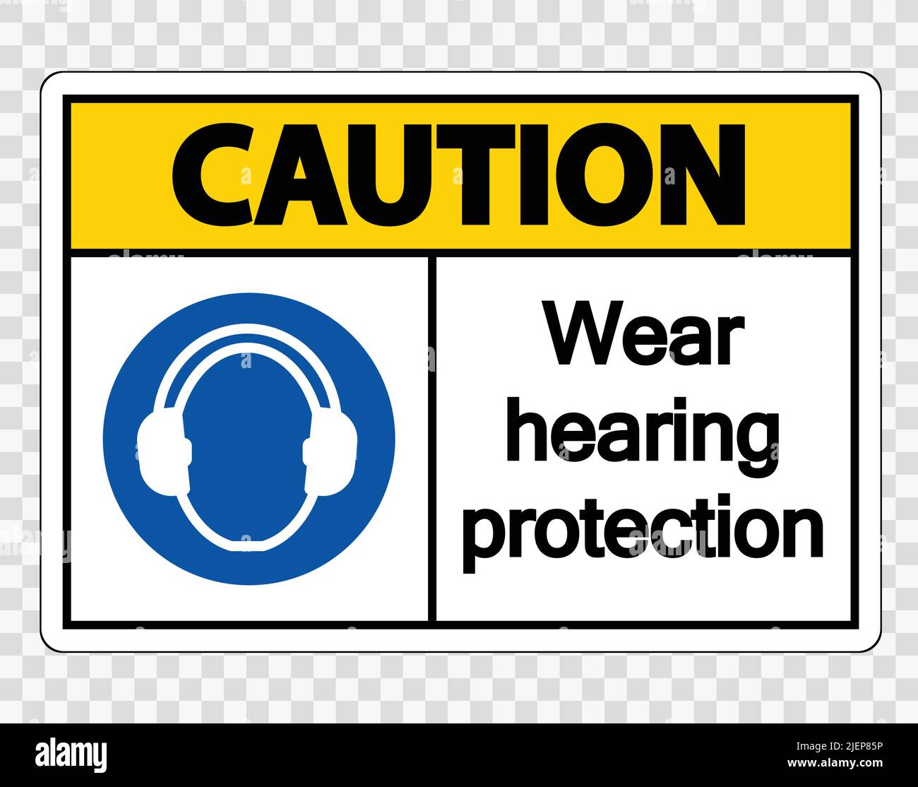 Caution Wear hearing protection on transparent background,vector