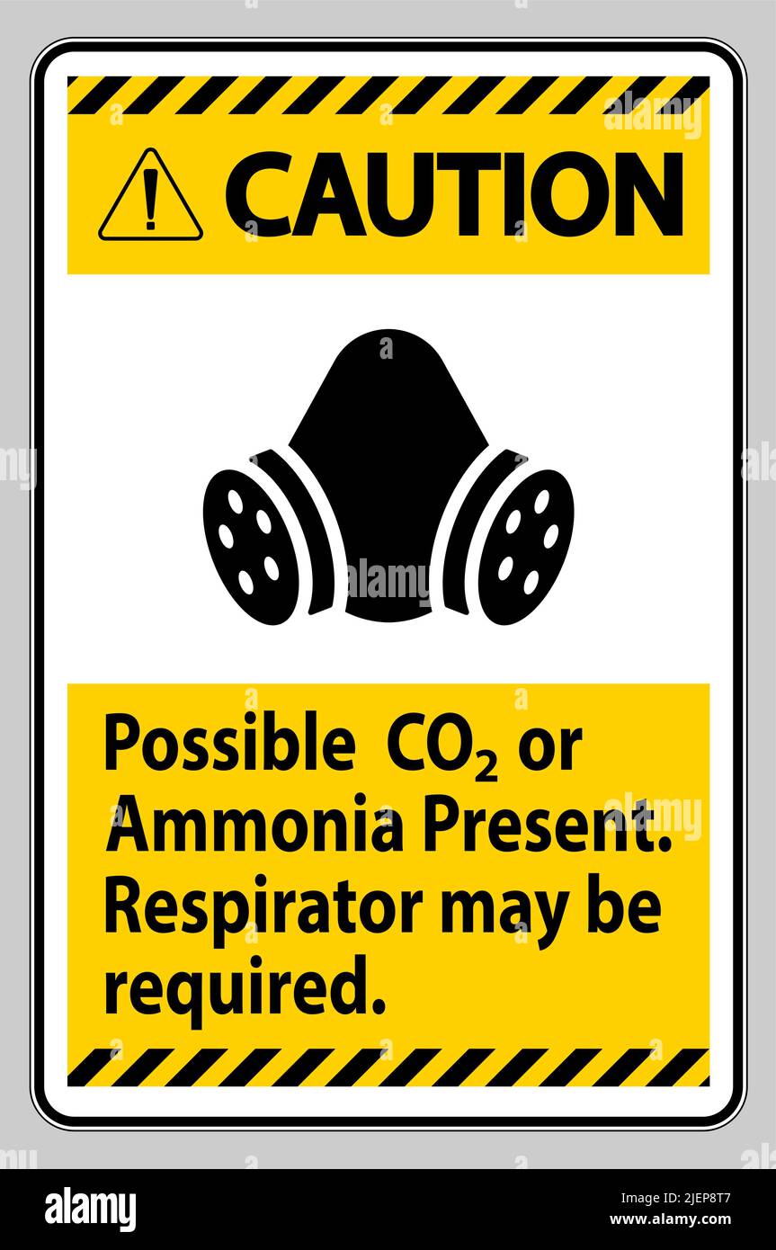 Caution PPE Sign Possible Co2 Or Ammonia Present, Respirator May Be