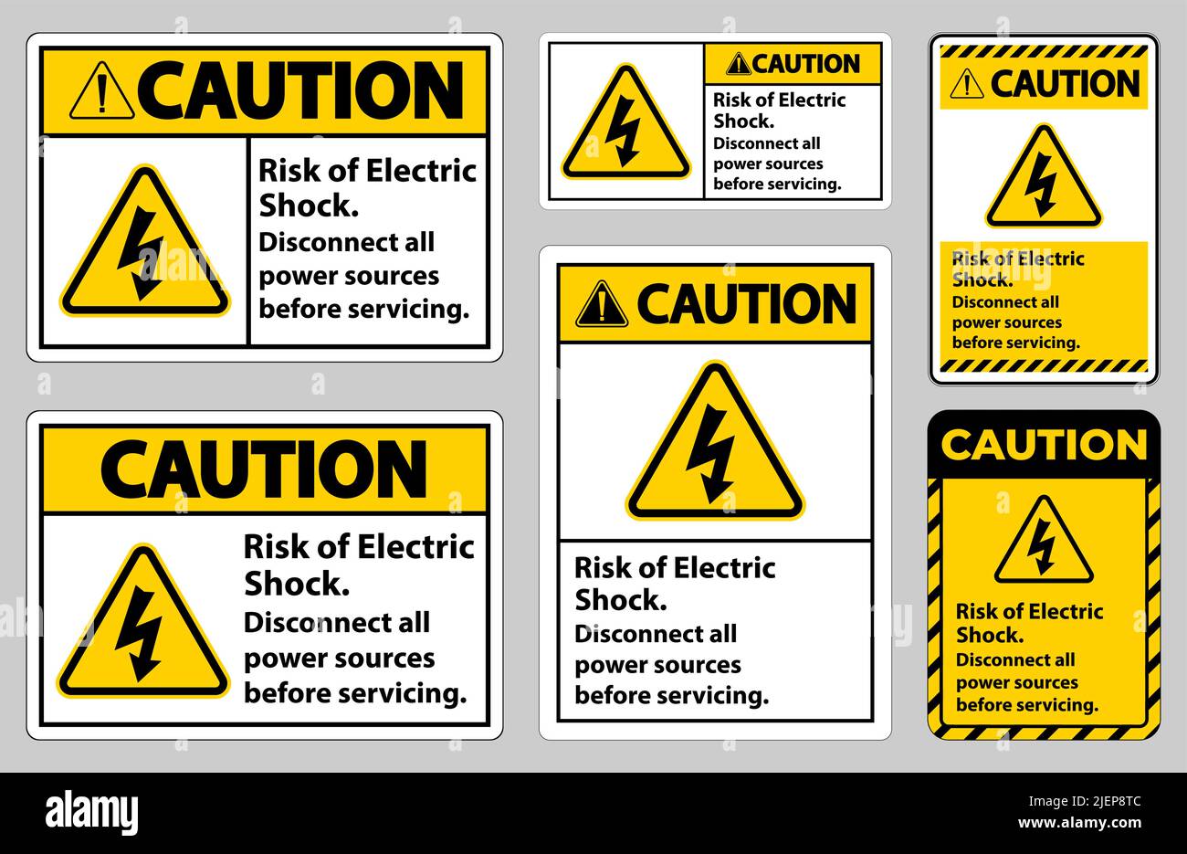 Caution Risk of electric shock Symbol Sign Isolate on White Background
